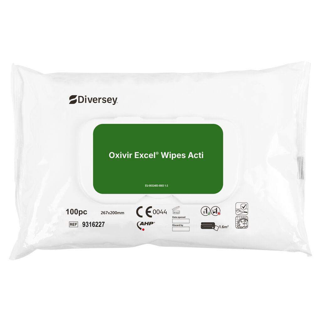 Oxivir Excel Wipe Acti 12x100Buc. - Șervețele de curățare și dezinfecție pentru suprafețele dispozitivelor medicale neinvazive și pentru suprafețe dure